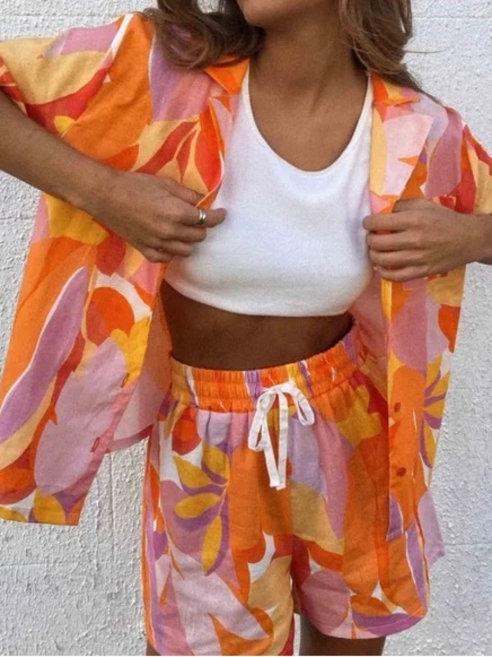 Peppermayo Multicolor Orange Pink Button Down Shirt
